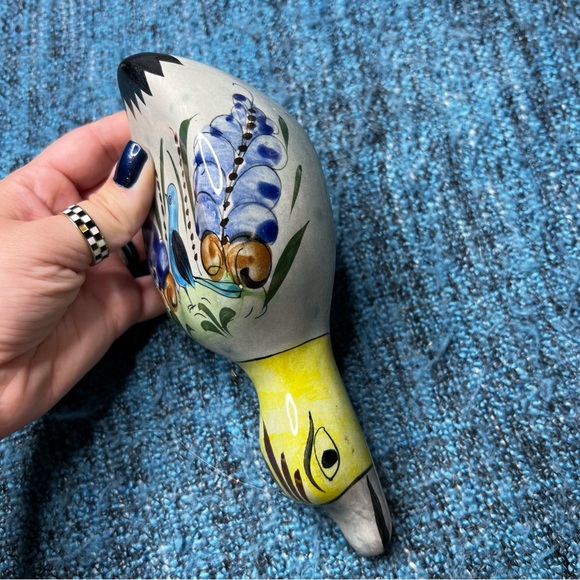 Vintage Mexican Tonala Pottery Signed Mexico Ceramic Duck Hand Painted - Picture 5 of 8